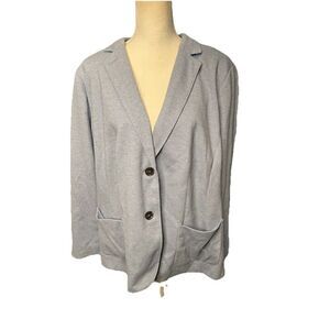 Talbots Light Blue Long Sleeve Collared Ponte Aberdeen Knit Blazer Jacket Sz 22W